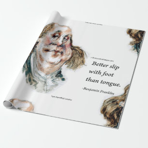 Papel De Presente Ben Franklin & Citação Caricatura Engraçada
