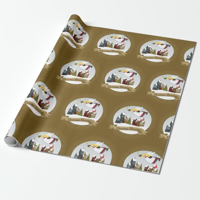 Papel De Presente Bênçãos de Natal - Anjo de Natal (Desenrolado)