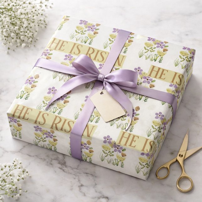 Papel De Presente Bênçãos de páscoa | Risen Bonito Floral (Criador carregado)