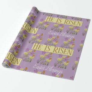 Papel De Presente Bênçãos de páscoa   Risen Bonito Floral
