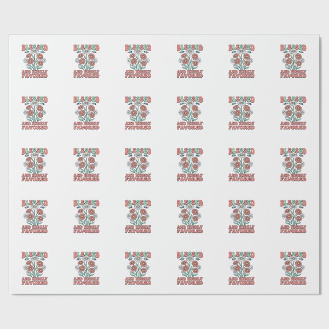Papel De Presente Bendito e Altamente Favorecido Design Floral Vinta (Aberto)
