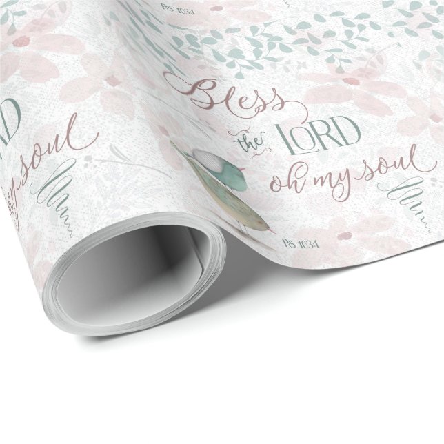 Papel De Presente Bendize o Senhor - Sl 103:1 (Ponta do rolo)