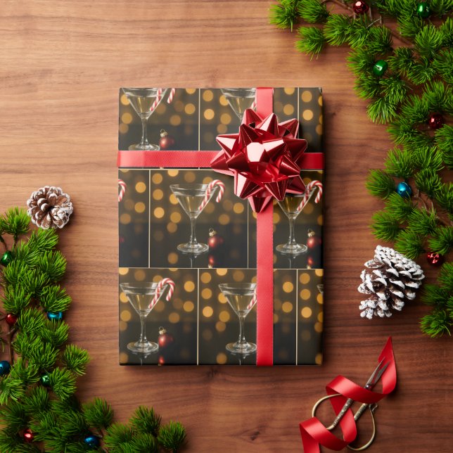 Papel De Presente Bengala em um Martini de Natal (Presente de Natal)