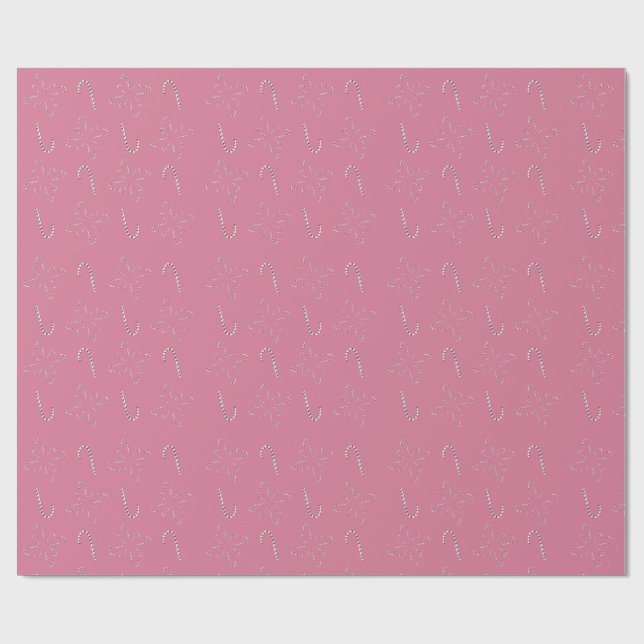 Papel De Presente Bengalas de Natal 2026 Rosa (Aberto)