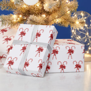 Papel De Presente Bengalas de Natal Amarradas com Laços