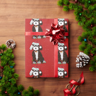 Papel De Presente Bernedoodle Red Xmas Personalizado