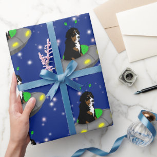 Papel De Presente Bernese Mountain Dog Alienígena OVNI