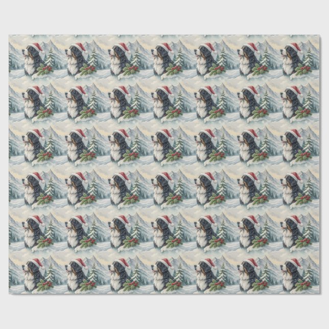 Papel De Presente Bernese Mountain Dog Christmas Wrapping Paper (Aberto)
