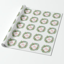 Papel De Presente Berries de inverno e Joy Greenery Natal