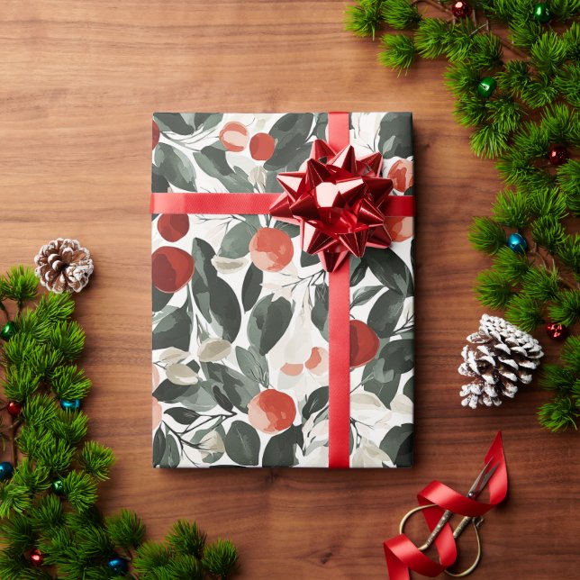 Papel De Presente Berries Vermelho Natal (Presente de Natal)