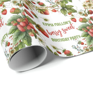 Papel De Presente Berry de primeiro aniversario de morango Primeiro