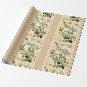 Papel De Presente Berry Impressão Botânico Antiquado Blackthorn