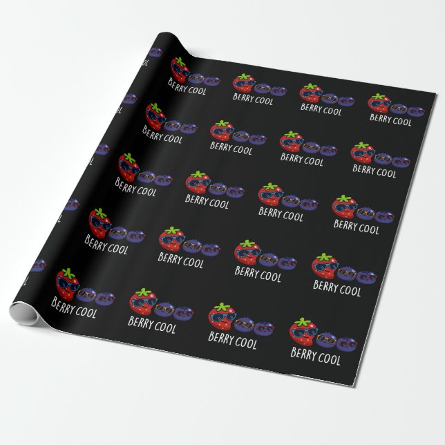 Papel De Presente Berry Legal Funny Strawberry Blueberry Dark BG (Desenrolado)