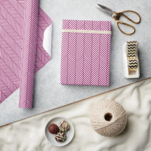 Papel De Presente Berry Purple e White Herringbone