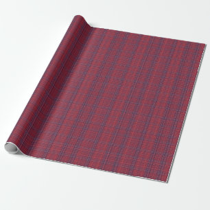 Papel De Presente Berry Red e Slate Blue Subtle Xadrez