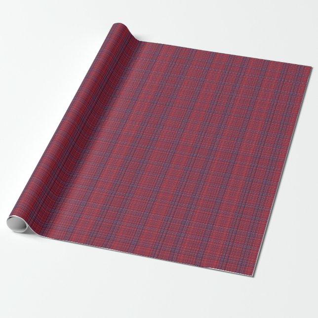 Papel De Presente Berry Red e Slate Blue Subtle Xadrez (Desenrolado)