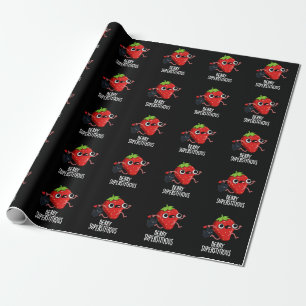 Papel De Presente Berry Superstitious Funny Fruta Pun Dark BG