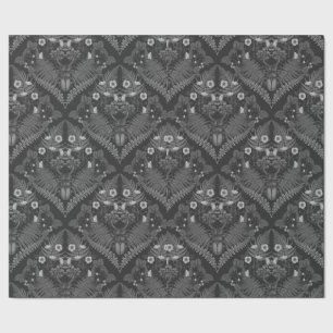 Papel De Presente Besouro e samambaias, a preto e branco