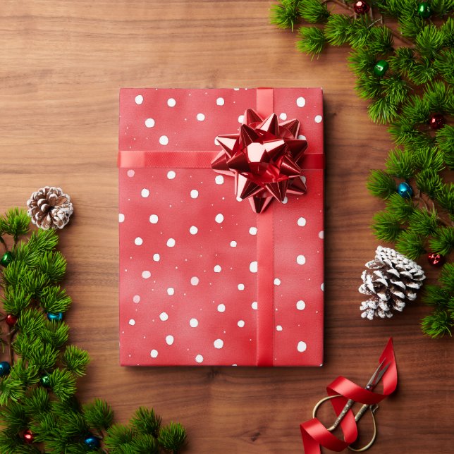 Papel De Presente Besouro Vermelho Pontos Brancos Aniversário (Presente de Natal)
