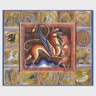 Papel De Presente BESTIÁRIO MÉDIO ESTRANHO,GRIFFIN,BOAR SELVAGEM,Ani