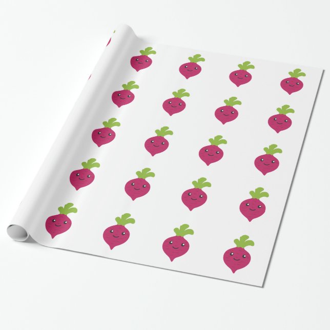 Papel De Presente Beterraba Kawaii Fofa (Desenrolado)
