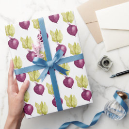 Papel De Presente Beterraba Roxa Fofa Aquarela Vegana