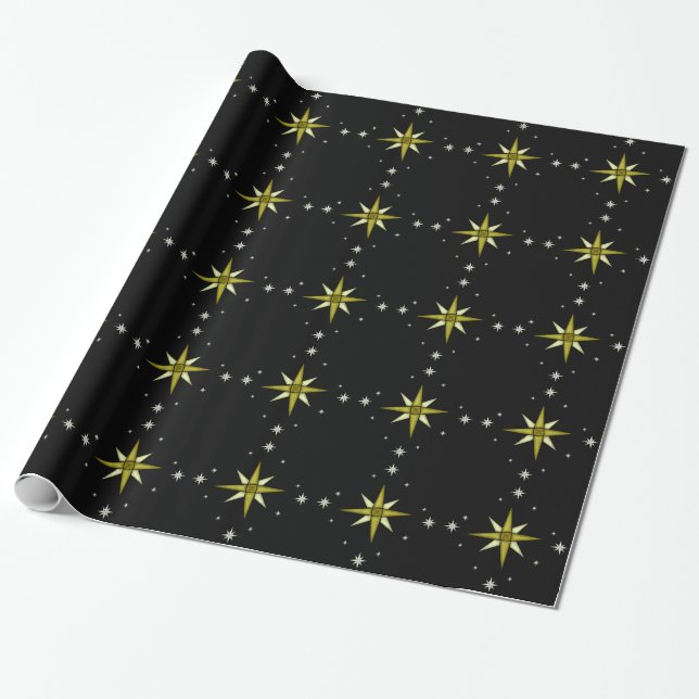 Papel De Presente Bethlehem Night Shopping Stars (Desenrolado)