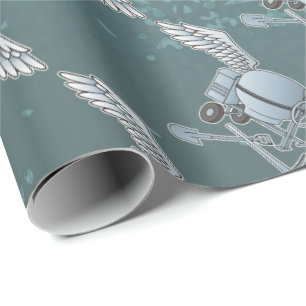 Papel De Presente Betoneira azul-cinza