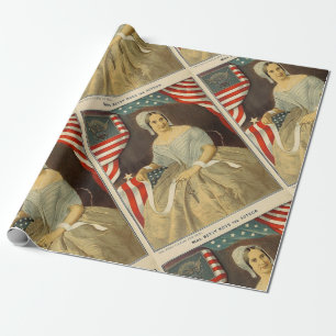 Papel De Presente Betsy Ross First American Flag Vintage Retrato EUA