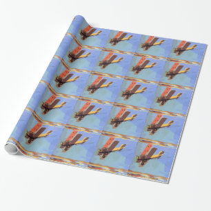 Papel De Presente Bi Plane Vintage
