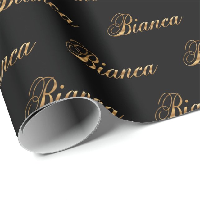 Papel De Presente Bianca gold Design Lettering Geschenkpapier (Ponta do rolo)