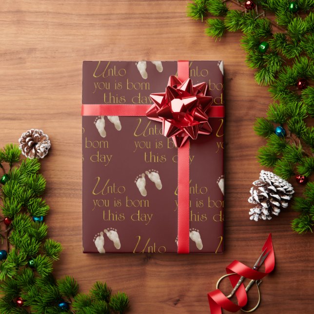 Papel De Presente Bíblia de Natal Verso em Marrom (Presente de Natal)