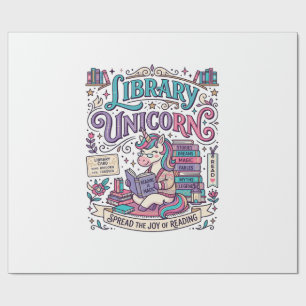 Papel De Presente Biblioteca de Unicórnios Arte Colorida de Unicórni