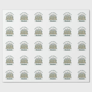 Papel De Presente Biblioteca Personalizada de Nome Adesivo Floral