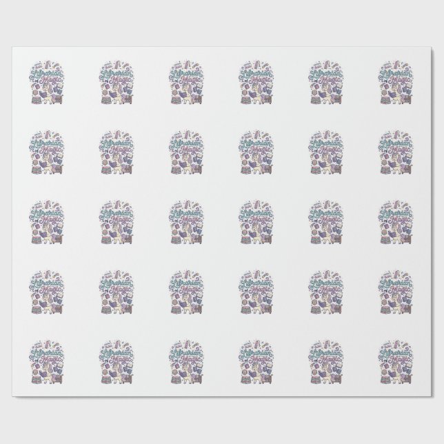 Papel De Presente Bibliotecário Unicórnio de Roupas Prontas para Imp (Aberto)