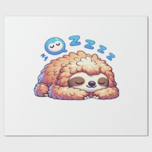 Papel De Presente Bicho Preguiça Sonolento Kawaii Dormindo Zzz Anima