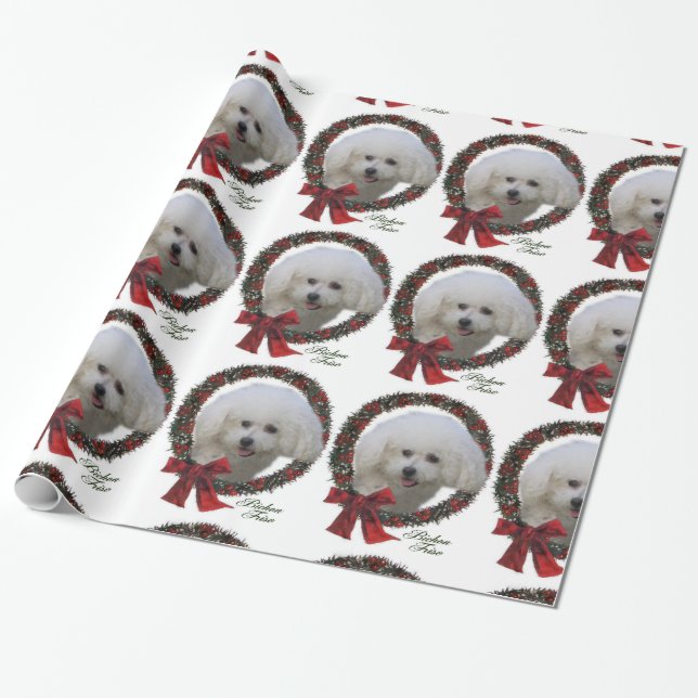Papel De Presente Bichon Frise Christmas (Desenrolado)