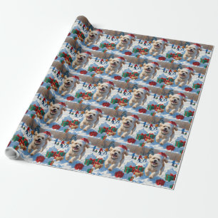 Papel De Presente Bichon Frise Natal Cena de Neve Festiva