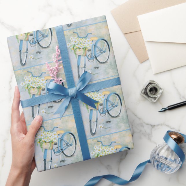 Papel De Presente Bicicleta Azul com Visitas (Presentear)