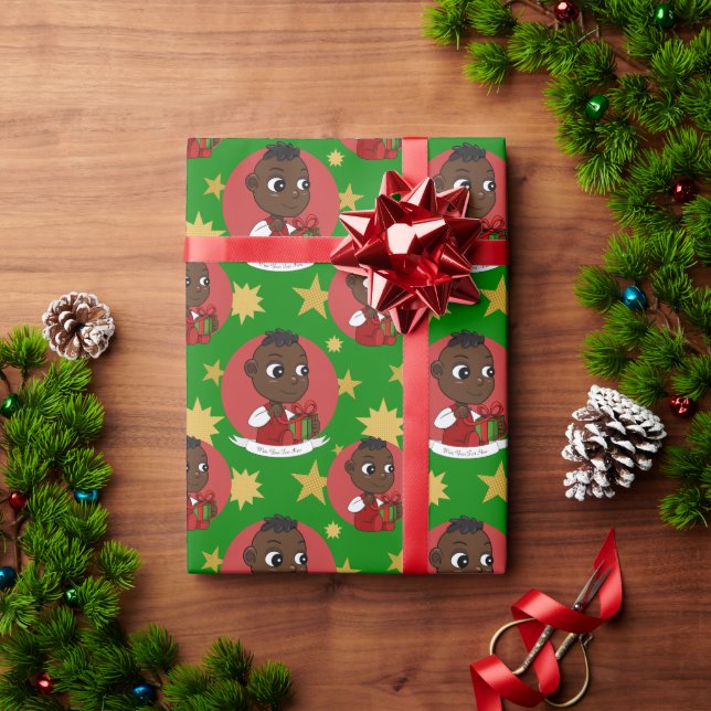 Papel De Presente Bicicleta de Natal Afro-Americano (Presente de Natal)