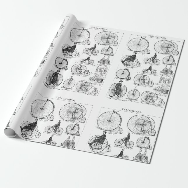 Papel De Presente Bicicleta de Roda Alta Penny Farthing (Desenrolado)