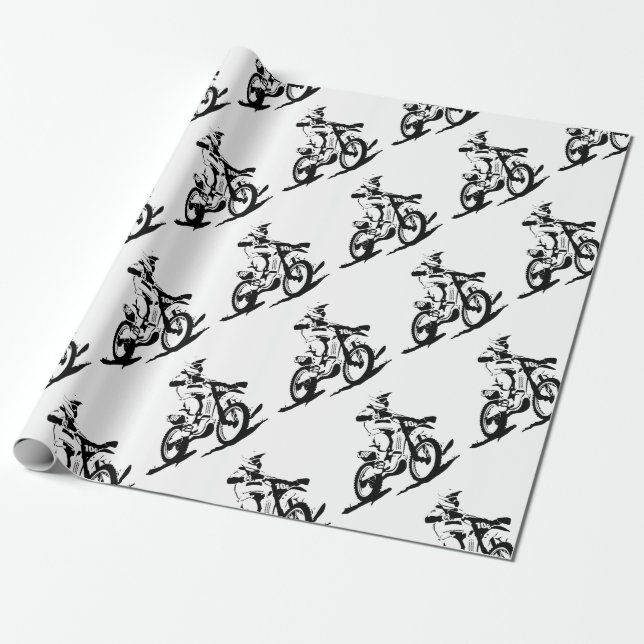 Papel De Presente Bicicleta e cavaleiro simples de Motorcross (Desenrolado)