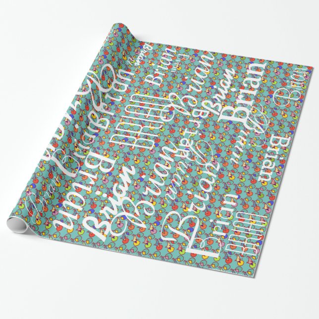 Papel De Presente bicicleta/padrão de nomes personalizados (Desenrolado)
