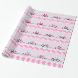 Papel De Presente Bicicleta Rosa com Laço Rosa