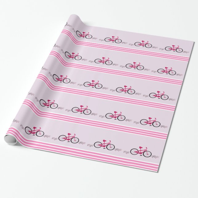 Papel De Presente Bicicleta Rosa com Laço Rosa (Desenrolado)