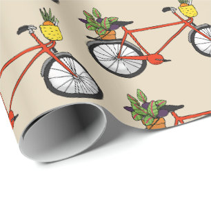 Papel De Presente bicicleta vermelha com planta verde