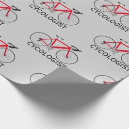 Papel De Presente Bicicleta Vermelha com Texto Cycologista no Grayr