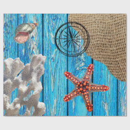 Papel De Presente Bico-estrelado de madeira azul-russo