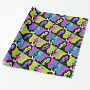 Papel De Presente Biden Harris Arte Pop (Verde, Rosa, Amarelo, Neon)