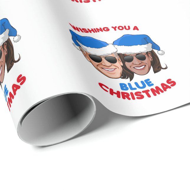 PAPEL DE PRESENTE BIDEN HARRIS - DESEJANDO UM NATAL AZUL (Ponta do rolo)